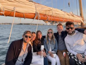 friends out on harbor cruise portland maine