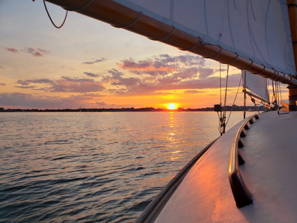 sunset aboard the eleanor hawkes | date night in portland maine